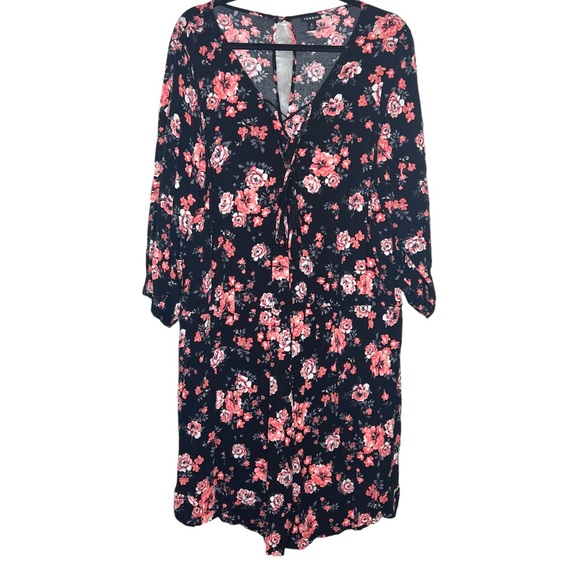 Torrid Black/Pink Long Sleeve Floral Dress Size 3 - Picture 1 of 4